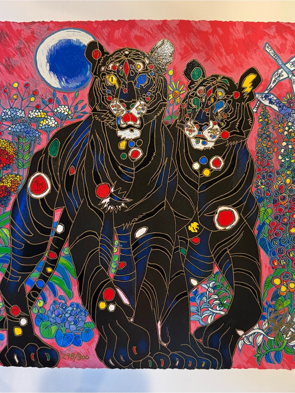 Tie-Feng Jiang Black Tiger Couple Limited Edition Serigraph with COA